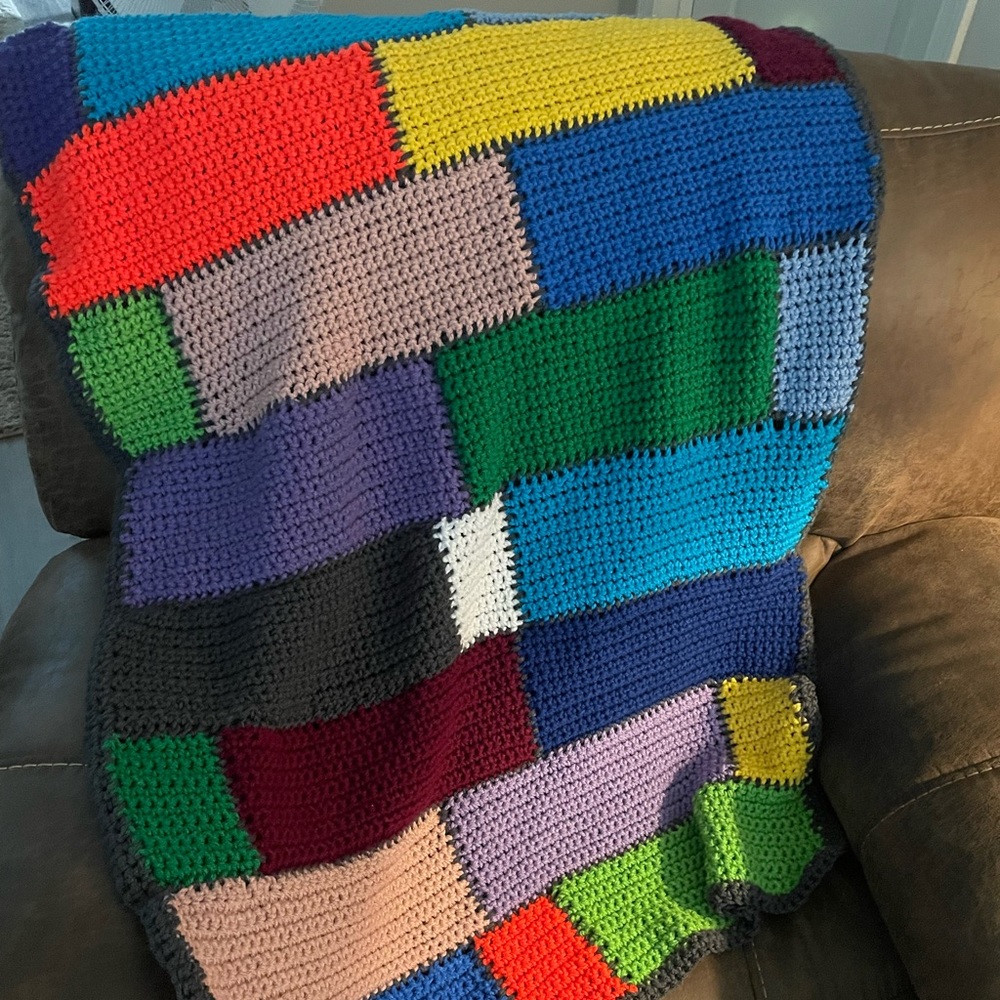 “Rubik’s Cube” Blanket for One- crochet Homemade by JulzyRaye- multi-colors - Picture 2 of 12